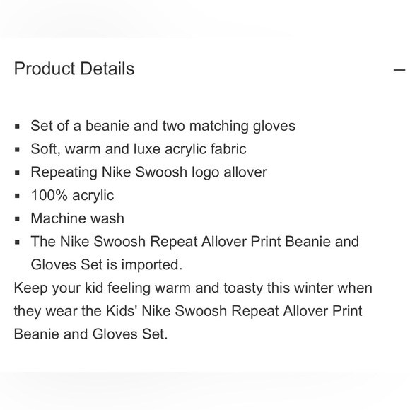 Nike Swoosh Repeat Beanie & Gloves Big Kids 2-Piece Set 8-20 Royal Blue 9A2988-U - Picture 2 of 3